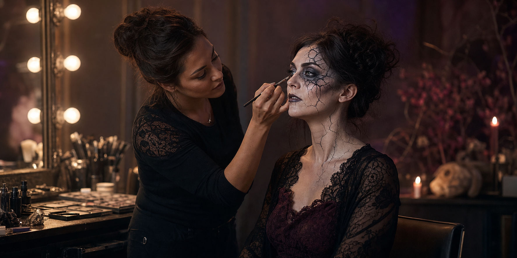 Inspiration für professionelles Halloween-Make-up bei der Entstehung